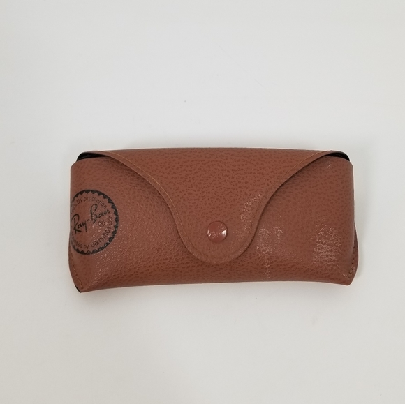 Ray Ban Brown Leather Semi Hard Shell Glasses Case Only - Picture 1 of 4